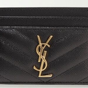 SAINT LAURENT Monogramme quilted textured-leather cardholder